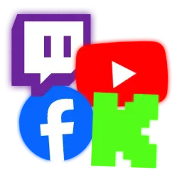 The logos of Twitch, YouTube, Facebook, and Kick